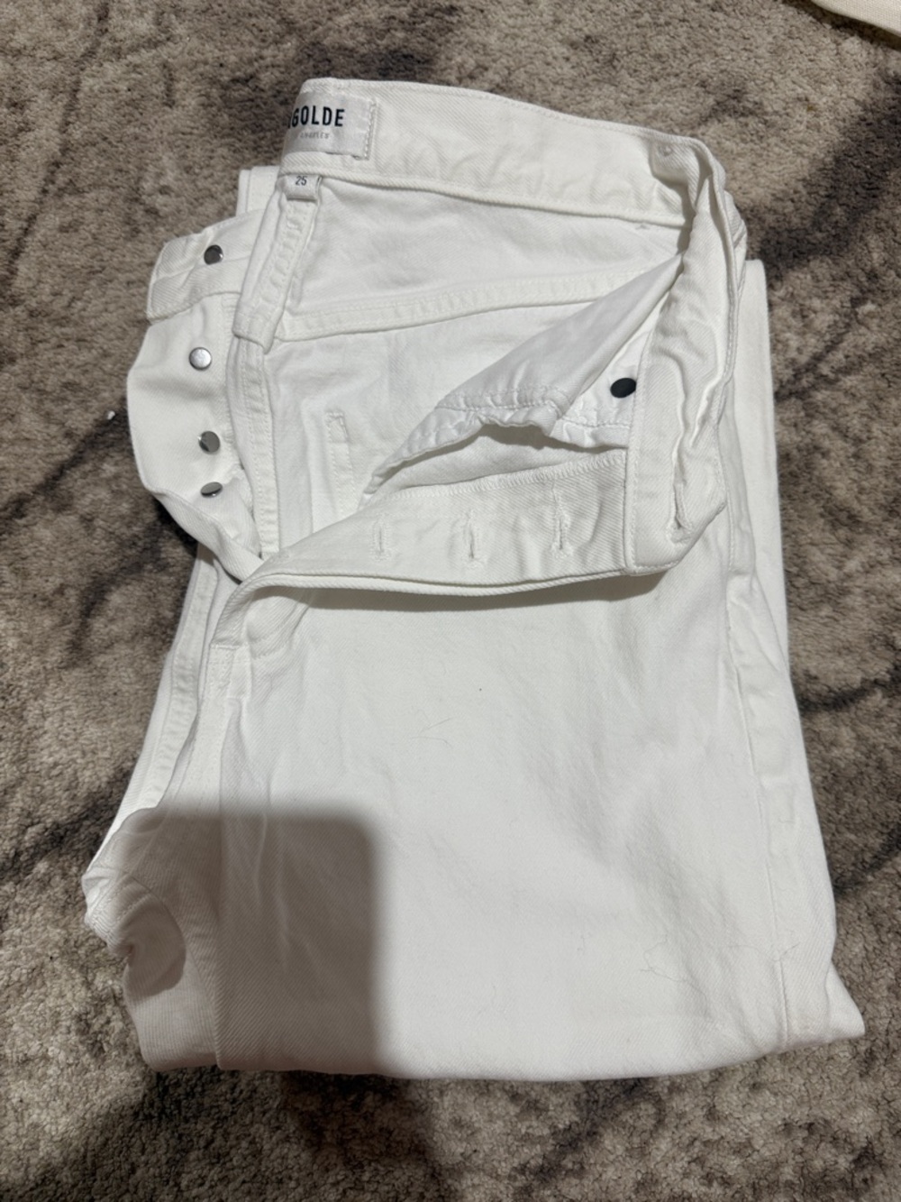 Agolde White Button-Fly High-Rise Denim Jeans